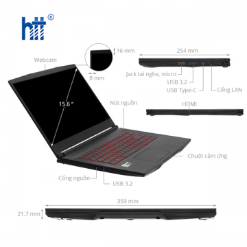Laptop Gaming MSI GF63 Thin 10SC 468VN