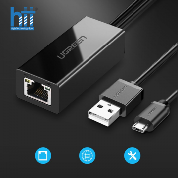 Bộ chuyển đổi USB sang LAN UGREEN 30985 – Tích hợp cổng micro – Tốc độ truyền 100Mbps