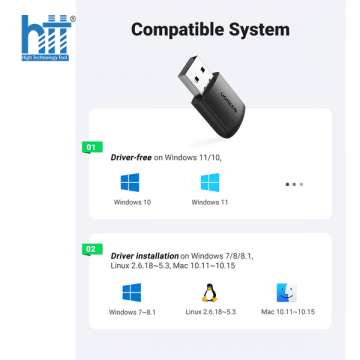USB thu Wifi băng tần kép AC 2.4G/5G tốc độ 650Mbps Ugreen 20204