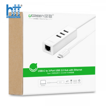 Ugreen20792 Màu Trắng Cáp chuyển đổi TYPE C sang 3 USB 2.0 + LAN