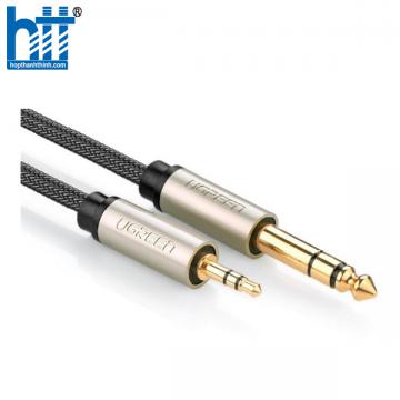 Ugreen 10629 3M màu xám đen cáp 3.5mm TRS ra 6.35mm TS Stereo Pro Audio mạ vàng 24K AV127 20010629