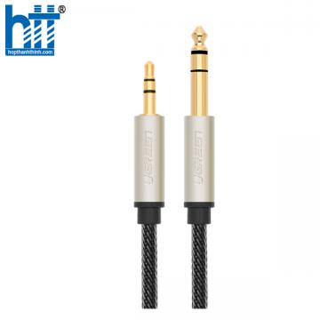 Ugreen 10629 3M màu xám đen cáp 3.5mm TRS ra 6.35mm TS Stereo Pro Audio mạ vàng 24K AV127 20010629