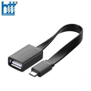 Ugreen 10821 10CM màu Đen Cáp chuyển đổi MICRO USB sang USB âm hỗ trợ OTG dáng dẹt US133 20010821