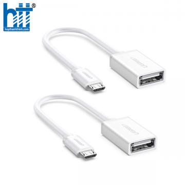 Ugreen 10822 12CM màu Trắng Cáp chuyển đổi MICRO USB sang USB âm hỗ trợ OTG US133 20010822