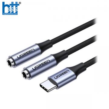 Cáp chuyển đổi chia âm thanh USB Type-C sang 2 cổng 3.5mm 20cm Ugreen 30732 cao cấp (Không DAC)