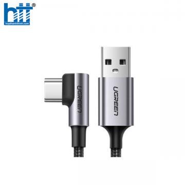 Cáp sạc nhanh 18W, dữ liệu USB-A to USB Type-C chuẩn 2.0 bẻ góc 90 độ đầu dài 0,5M Ugreen 20855