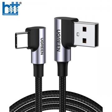 Cáp sạc nhanh 18W, dữ liệu USB-A to USB Type-C chuẩn 2.0 bẻ góc 90 độ đầu dài 0,5M Ugreen 20855