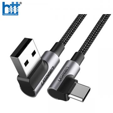 Cáp sạc nhanh 18W, dữ liệu USB-A to USB Type-C chuẩn 2.0 bẻ góc 90 độ đầu dài 1M Ugreen 20856