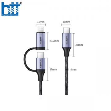 Cáp sạc, dữ liệu 2 in 1 USB A sang USB Micro + Type-C dài 1M Ugreen 30875