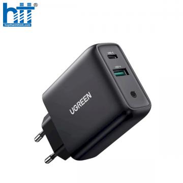 Sạc nhanh chuẩn quick charge 3.0 4.0 sạc USB A type C 36W QC4.0 màu đen Ugreen 10217
