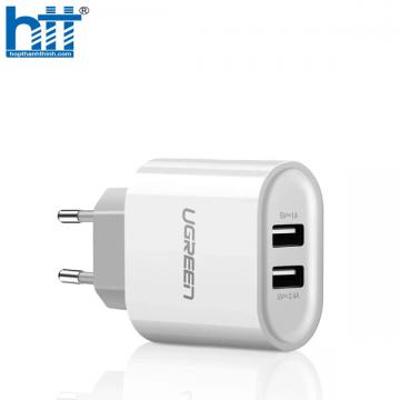 Củ sạc di động 2 cổng USB (17W/5V 3.4A) Ugreen 20384 (Màu trắng EU)