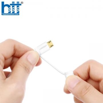 Ugreen 30380 1.5M màu trắng Cáp USB-A sang Micro USB + USB-C cao cấp US142 20030380