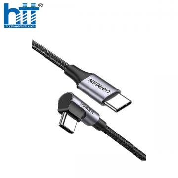 Cáp dữ liệu, sạc nhanh 60W Type-C to Type-C bẻ góc 90 độ dài 0,5M Ugreen 50122