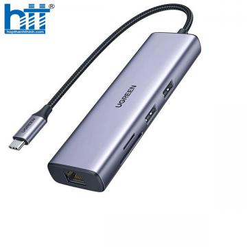 Thiết bị mở rộng Type-C 7 in 1 Sang HDMI 4K@30HZ + USB 3.0*2 + SD/TF + PD 100W Ugreen 90568 cao cấp