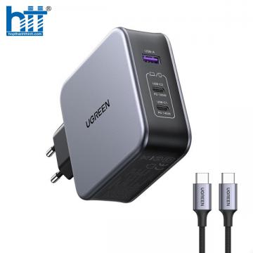 Củ sạc nhanh Nexode 140W GaN PD3.1, 2 USB Type-C và 1 USB Type-A Ugreen 90549 cao cấp (EU)