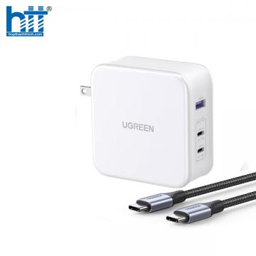 Củ sạc nhanh Nexode 140W GaN PD3.1, 2 USB Type-C và 1 USB Type-A Ugreen 15338 cao cấp (US)