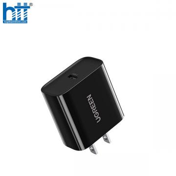 Củ sạc nhanh UGREEN 10184 cổng PD USB-C 20W chân dẹt US (Đen)