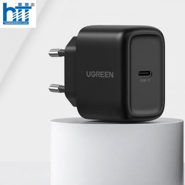 Ugreen 50581 25W Eu Bộ sạc nhanh kèm cáp sạc 2 đầu Type C chân cắm tròn CD250 20050581