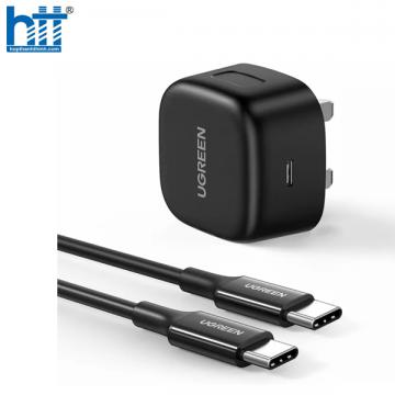 Ugreen 50576 25W Us cáp 2M Bộ sạc nhanh kèm cáp sạc 2 đầu Type C chân cắm tròn CD250 20050576