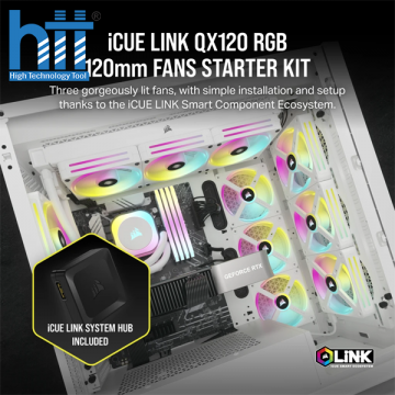 Fan Corsair iCUE LINK QX120 RGB 120mm — Triple Pack with iCUE LINK Hub White