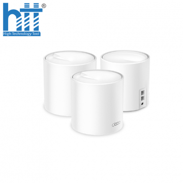 Bộ phát wifi 6 TP-Link Deco X60 3-Pack (Chuẩn AX/ AX3000Mbps/ 4 Ăng-ten ngầm/ Wifi Mesh/ Dưới 100 User)