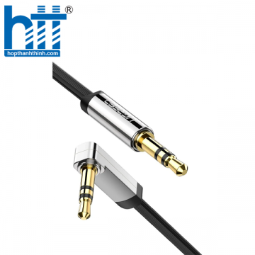 UGREEN 10599 2M MÀU ĐEN CÁP ÂM THANH 2 ĐẦU 3.5MM DƯƠNG ĐẦU VUÔNG GÓC MẠ VÀNG AV119