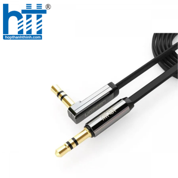 UGREEN 10599 2M MÀU ĐEN CÁP ÂM THANH 2 ĐẦU 3.5MM DƯƠNG ĐẦU VUÔNG GÓC MẠ VÀNG AV119