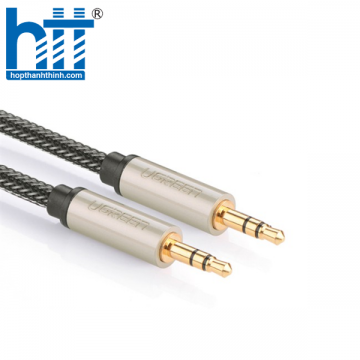 UGREEN 10602 1M MÀU XÁM ĐEN CÁP 3.5MM PRO AUDIO ĐẦU KIM LOẠI DÂY DÙ BỌC CHỐNG NHIỄU AV125