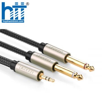 Ugreen 10619 5M màu Đen Cáp âm thanh 2 đầu 6.5mm dương sang 3.5mm dương AV126 20010619