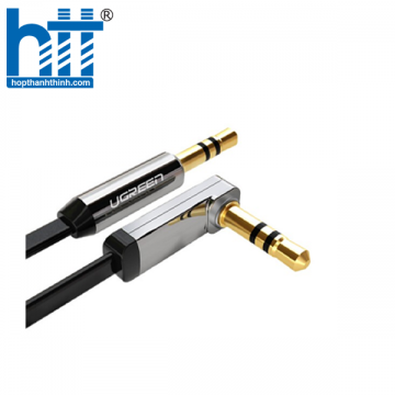 Ugreen 10729 5M màu Đen Cáp âm thanh 2 đầu 3.5mm dương đầu vuông góc mạ vàng AV119 20010729