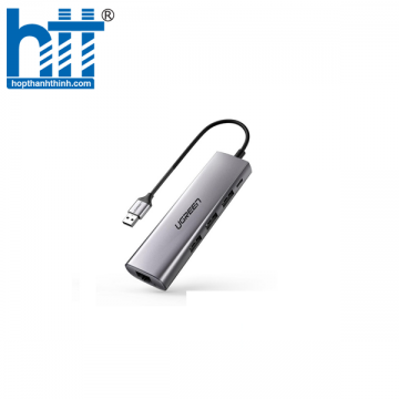 Ugreen 20900 Màu Xám Bộ chuyển USB 2.0 sang 3 cổng USB 2.0 + Lan rj45 10/100 CM475 20020900