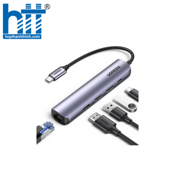 Ugreen 20932 5 trong 1 USB type C ra Usb3.0 + Rj45 1000M gigabits Ethernet + Pd Adapter CM475 20020932