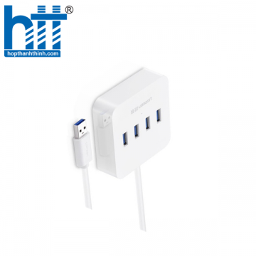 Ugreen 30201 0.5M màu Trắng Bộ chia HUB USB 3.0 sang 4 USB 3.0 có khay đỡ hỗ trợ nguồn 5V cao cấp CR118 20030201