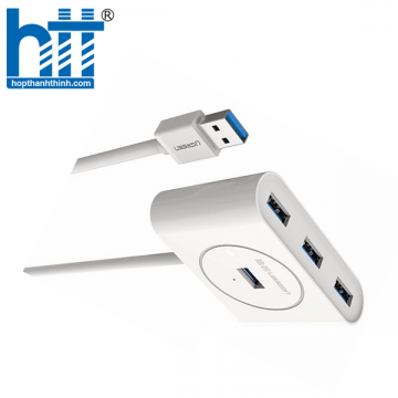Ugreen 20283 1m màu Trắng Bộ chia HUB USB 3.0 sang 4 USB 3.0 hỗ trợ nguồn micro 5V cổng micro CR113 20020283