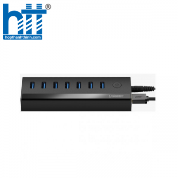 Ugreen 30845 Màu Đen Bộ chia HUB USB 3.0 sang 7 USB 3.0 hỗ trợ nguồn cao cấp US219 20030845