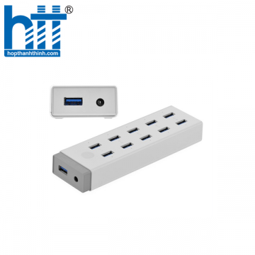 Ugreen 20297 Màu Trắng Bộ chia HUB USB 3.0 sang 10 USB 3.0 hỗ trợ nguồn 12V CR117 20020297