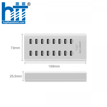 Ugreen 20298 Màu Bạc Bộ chia HUB USB 2.0 sang 16 USB 2.0 hỗ trợ nguồn cao cấp 20298 20020298