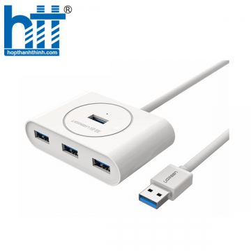 Ugreen 20282 50CM màu Trắng Bộ chia HUB USB 3.0 sang 4 USB 3.0 hỗ trợ nguồn 5V CR113 20020282