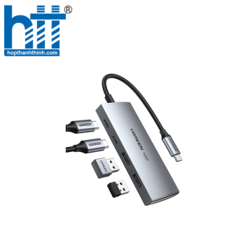 Ugreen 30758 10G 20CM Màu Xám Bộ chuyển USB-C sang 2 × USB 3.1 + 2 × USB-C 3.1 gen2 CM480 20030758