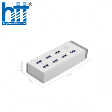 Ugreen 20296 Màu Trắng Bộ chia HUB USB 3.0 sang 7 USB 3.0 hỗ trợ nguồn 12V CR116 20020296
