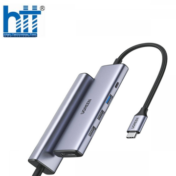 Hub USB Type-C 5 trong 1 ra HDMI 4K@30Hz, USB 2.0, USB 3.0, Sạc PD 100W Ugreen 15495