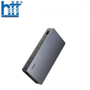 Bộ chuyển Docking USB-C 9 in 1 Ugreen 90912, hỗ trợ 2*DisplayPort 4K60Hz, 2*HDMI 4K60Hz, RJ45, PD 100W,1xUSB C 10Gbps, 2*USB A 10Gbps