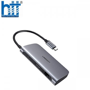 Bộ chuyển USB C 7 trong 1 Ugreen 50852, HDMI 4K + USB 3.0 + LAN 1Gbps + TF/SD + PD 100W