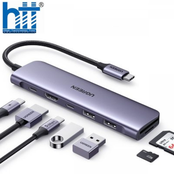 Bộ chuyển Type C to HDMI 4k@30Hz + 2 x USB 3.0 + USB-C + SD&TF + PD Ugreen 15214