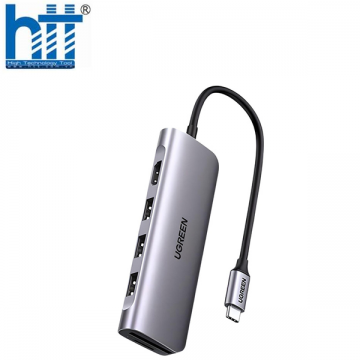Thiết bị mở rộng 6 in1 USB type-C to HDMI/ Hub USB 3.0/ SD/TF chính hãng Ugreen 60383