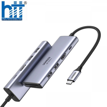 HUB USB-C to HDMI 4K@60Hz kèm Hub 2 USB 3.0 + SD/TF Cao Cấp Ugreen 60384 Sạc ngược USB – C 100W