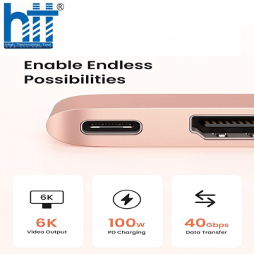 Hub Chuyển USB-C Cho Macbook Type C Sang HDMI+USB+SD/TF+Sạc PD 100W Ugreen 90288