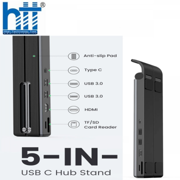 Giá đỡ laptop Ugreen 80551 tích hợp HUB chia cổng HDMI 4K, thẻ SD/TF, USB3.0, USB-C