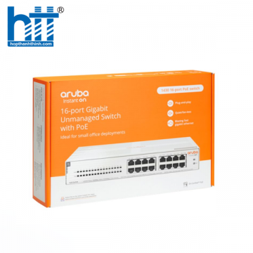 Switch Aruba Instant On 1430 16G R8R48A Class4 124W (Gigabit (1000Mbps)/ 16 Cổng/ 16 cổng PoE/ Vỏ Thép)