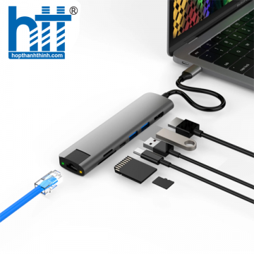 CỔNG CHUYỂN HYPERDRIVE SLAB 7 IN 1 USB-C HUB FOR MACBOOK, SURFACE, PC/IPHONE 15 – HD22H